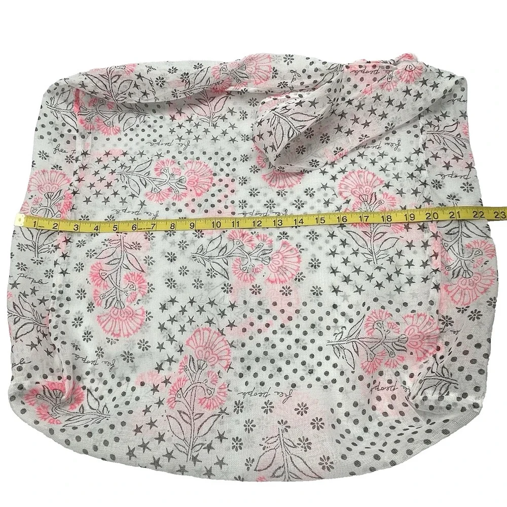 Free People Reusable‎ Shopping Tote Mesh Bag XL Boho Pink Floral Lightweight